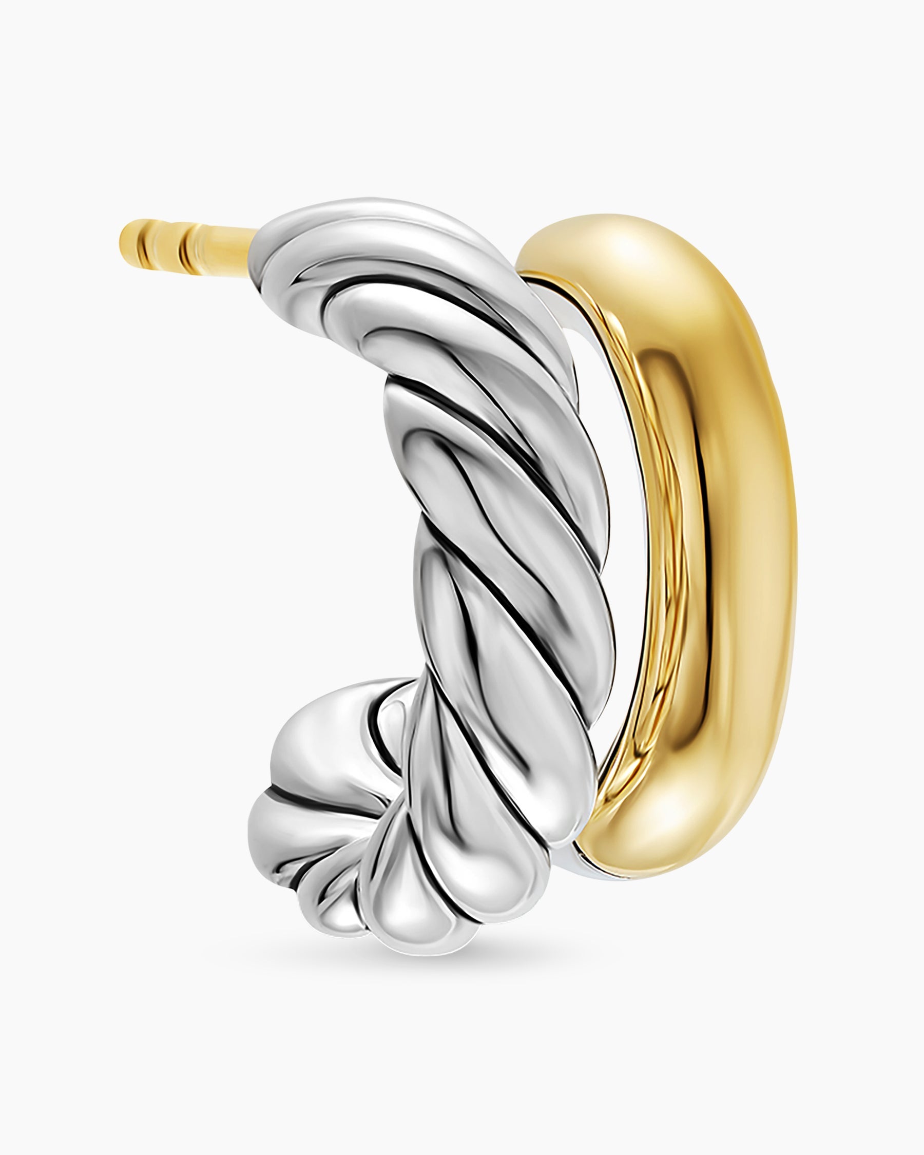 DY Mercer® Double Hoop Huggie Earrings in Sterling Silver with 18K Yellow Gold, 13.5mm