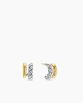 DY Mercer® Double Hoop Huggie Earrings in Sterling Silver with 18K Yellow Gold, 13.5mm
