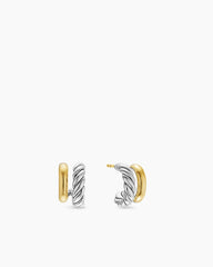 DY Mercer® Double Hoop Huggie Earrings in Sterling Silver with 18K Yellow Gold, 13.5mm