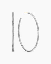 Pavé Hoop Earrings in Sterling Silver with Diamonds, 63.5mm
