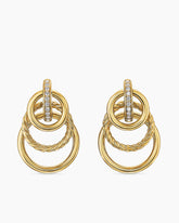 DY Mercer® Triple Ring Drop Earrings in 18K Yellow Gold with Diamonds, 35.6mm