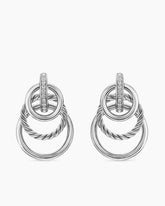 DY Mercer® Triple Ring Drop Earrings in Sterling Silver with Diamonds, 35.6mm