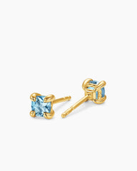 Micro Chatelaine® Stud Earrings in 18K Yellow Gold with Aquamarine, 4.8mm