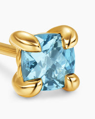 Micro Chatelaine® Stud Earrings in 18K Yellow Gold with Aquamarine, 4.8mm