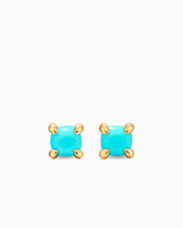 Micro Chatelaine® Stud Earrings in 18K Yellow Gold with Turquoise, 4.8mm