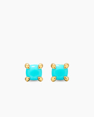 Micro Chatelaine® Stud Earrings in 18K Yellow Gold with Turquoise, 4.8mm