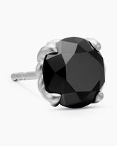 Stud Earring in Sterling Silver with Black Diamond, 7mm