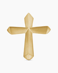 Faceted Cross Stud Earring in 18K Yellow Gold, 18.7mm