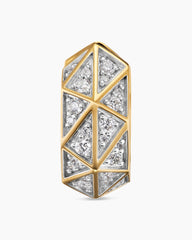 Faceted Hoop Earring in 18K Yellow Gold with Diamonds, 14.5mm