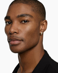 Faceted Hoop Earring in 18K Yellow Gold with Diamonds, 14.5mm