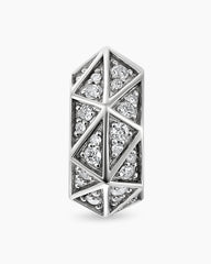 Faceted Hoop Earring in Sterling Silver with Diamonds, 14.5mm