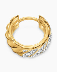 Sculpted Cable Hoop Earring in 18K Yellow Gold with Diamonds, 12.8mm