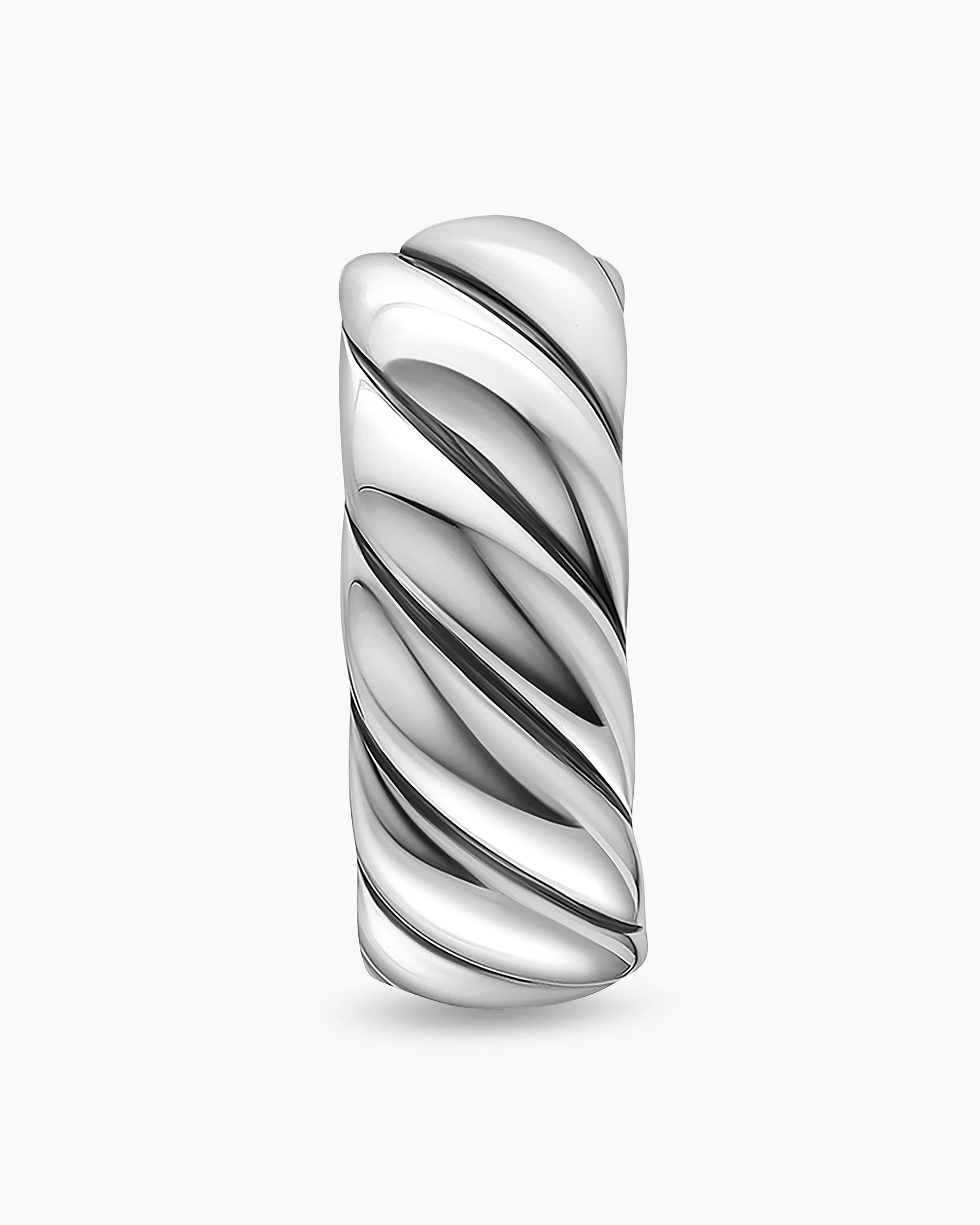 Sculpted Cable Hoop Earring in Sterling Silver, 12.8mm
