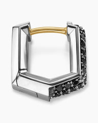 Streamline® Hoop Earring in Sterling Silver with Black Diamonds, 11.7mm