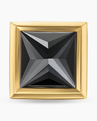 Pyramid Stud Earring in 18K Yellow Gold with Black Diamond, 6.6mm