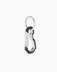 Streamline® Carabineer Keychain in Sterling Silver with Forged Carbon, 57.5mm