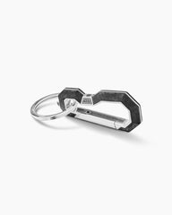 Streamline® Carabineer Keychain in Sterling Silver with Forged Carbon, 57.5mm