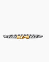 Cable Teen Buckle Bracelet in Sterling Silver with 14K Yellow Gold, 3mm