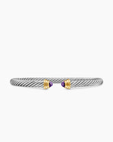 Cable Teen Bracelet in Sterling Silver with 14K Yellow Gold and Amethyst, 4mm