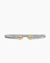 Cable Teen Bracelet in Sterling Silver with 14K Yellow Gold and Diamonds, 4mm