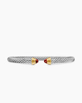 Cable Teen Bracelet in Sterling Silver with 14K Yellow Gold and Garnets, 4mm