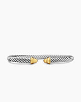 Cable Teen Bracelet in Sterling Silver with 14K Yellow Gold and Gold Domes, 4mm
