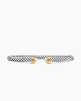 Cable Teen Bracelet in Sterling Silver with 14K Yellow Gold and Pearls, 4mm