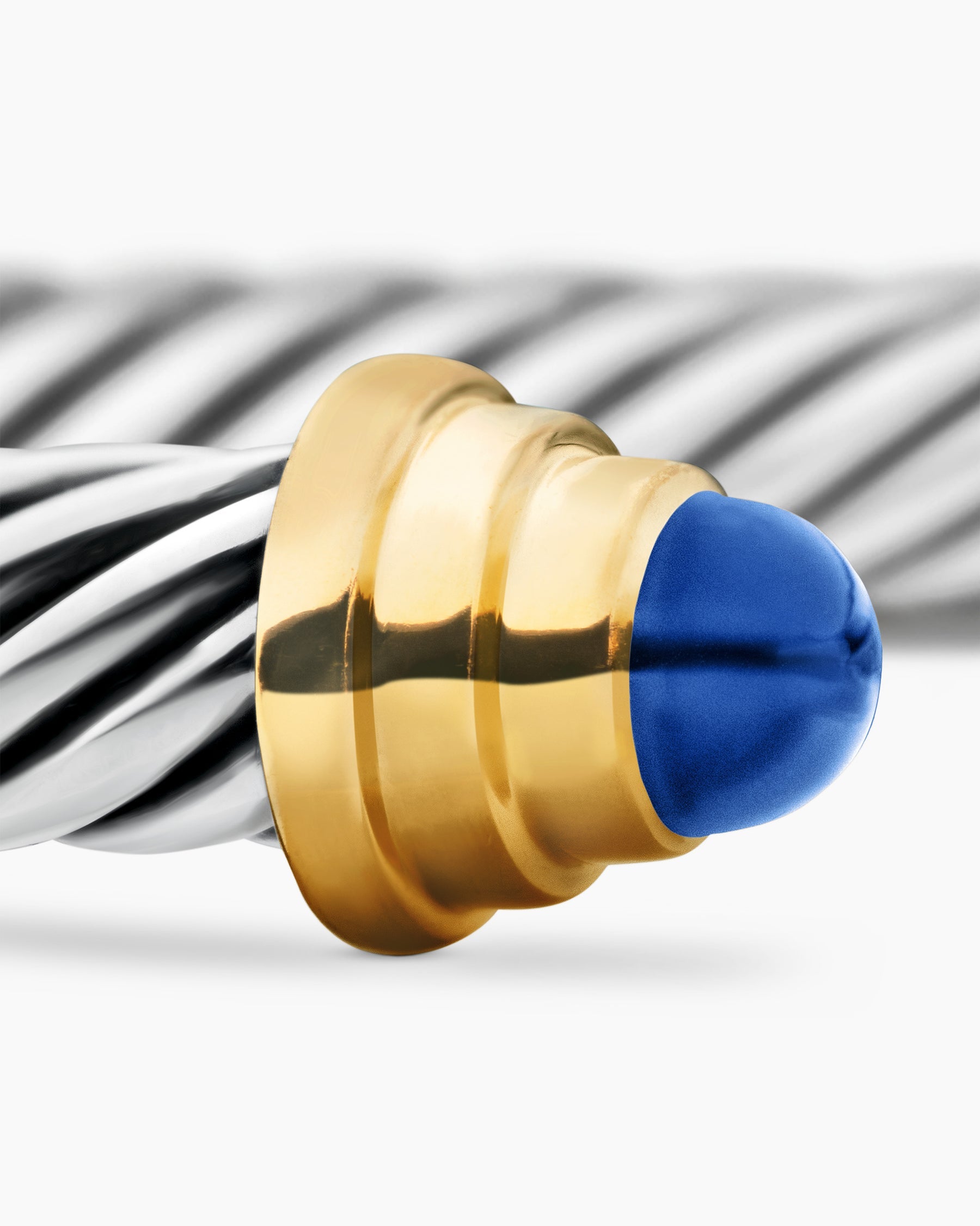 Cable Teen Bracelet in Sterling Silver with 14K Yellow Gold and Sapphires, 4mm