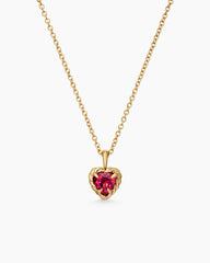 Cable Collectibles® Teen Heart Necklace in 18K Yellow Gold with Rhodolite Garnet