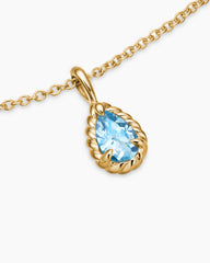 Cable Collectibles® Teen Teardrop Necklace in 18K Yellow Gold with Blue Topaz