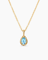 Cable Collectibles® Teen Teardrop Necklace in 18K Yellow Gold with Blue Topaz