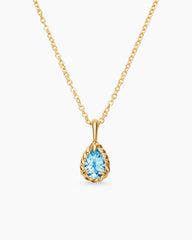 Cable Collectibles® Teen Teardrop Necklace in 18K Yellow Gold with Blue Topaz