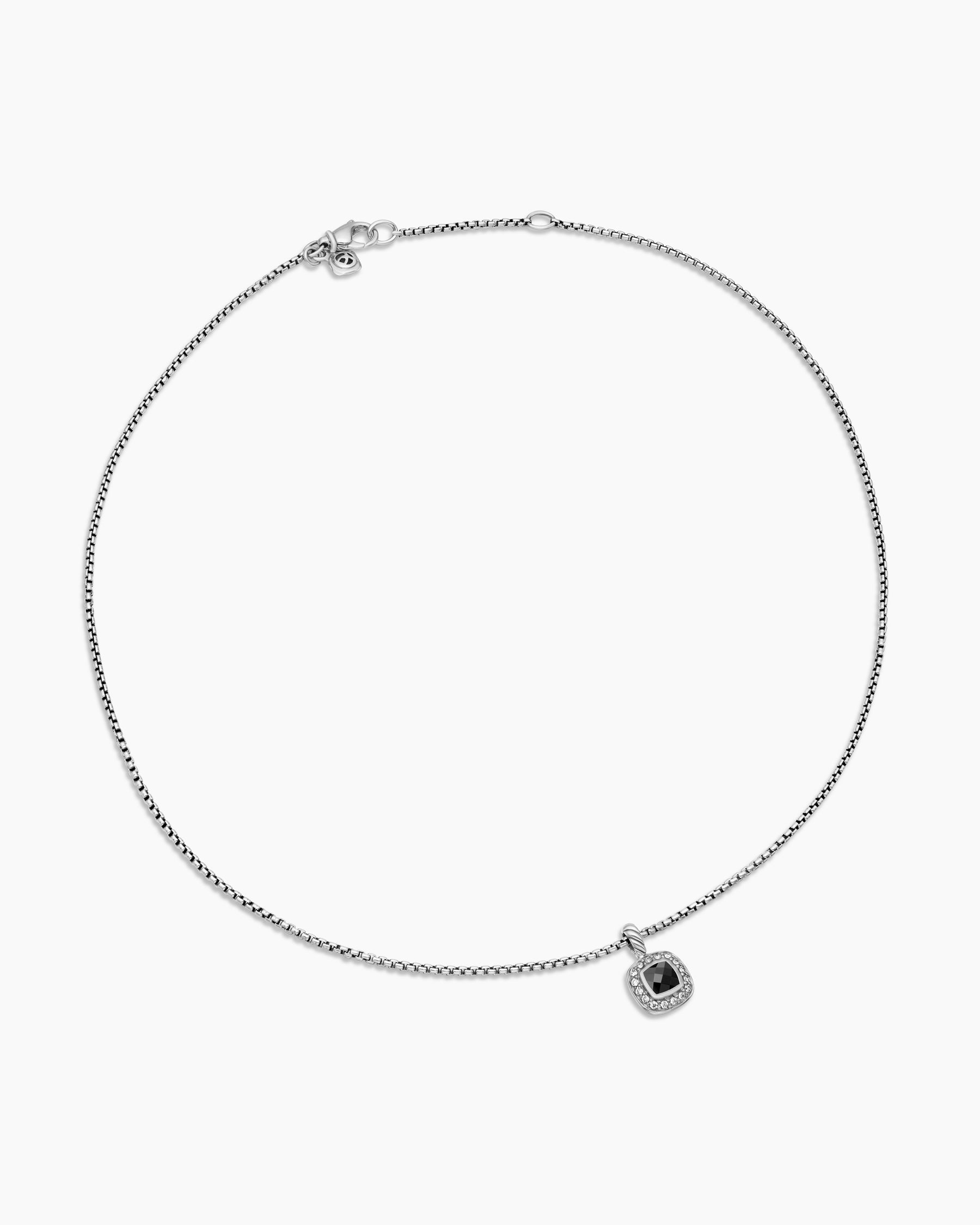 Albion® Teen Pendant Necklace in Sterling Silver with Black Onyx and Diamonds, 4mm
