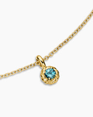 Cable Collectibles® Teen Birthstone Necklace in 18K Yellow Gold with Aquamarine, 3mm
