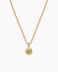 Cable Collectibles® Teen Birthstone Necklace in 18K Yellow Gold with Blue Topaz, 3mm
