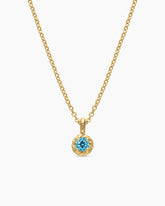 Cable Collectibles® Teen Birthstone Necklace in 18K Yellow Gold with Blue Topaz, 3mm