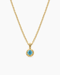 Cable Collectibles® Teen Birthstone Necklace in 18K Yellow Gold with Blue Topaz, 3mm