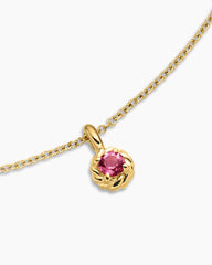 Cable Collectibles® Teen Birthstone Necklace in 18K Yellow Gold with Pink Tourmaline, 3mm