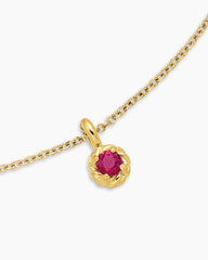 Cable Collectibles® Teen Birthstone Necklace in 18K Yellow Gold with Ruby, 3mm