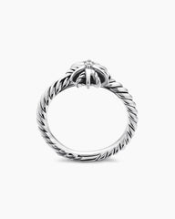 Starburst Teen Ring in Sterling Silver with Center Diamond, 8mm