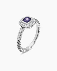 Albion® Teen Ring in Sterling Silver with Black Orchid and Diamonds, 4mm