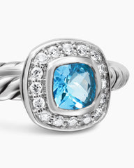Albion® Teen Ring in Sterling Silver with Blue Topaz and Diamonds, 4mm