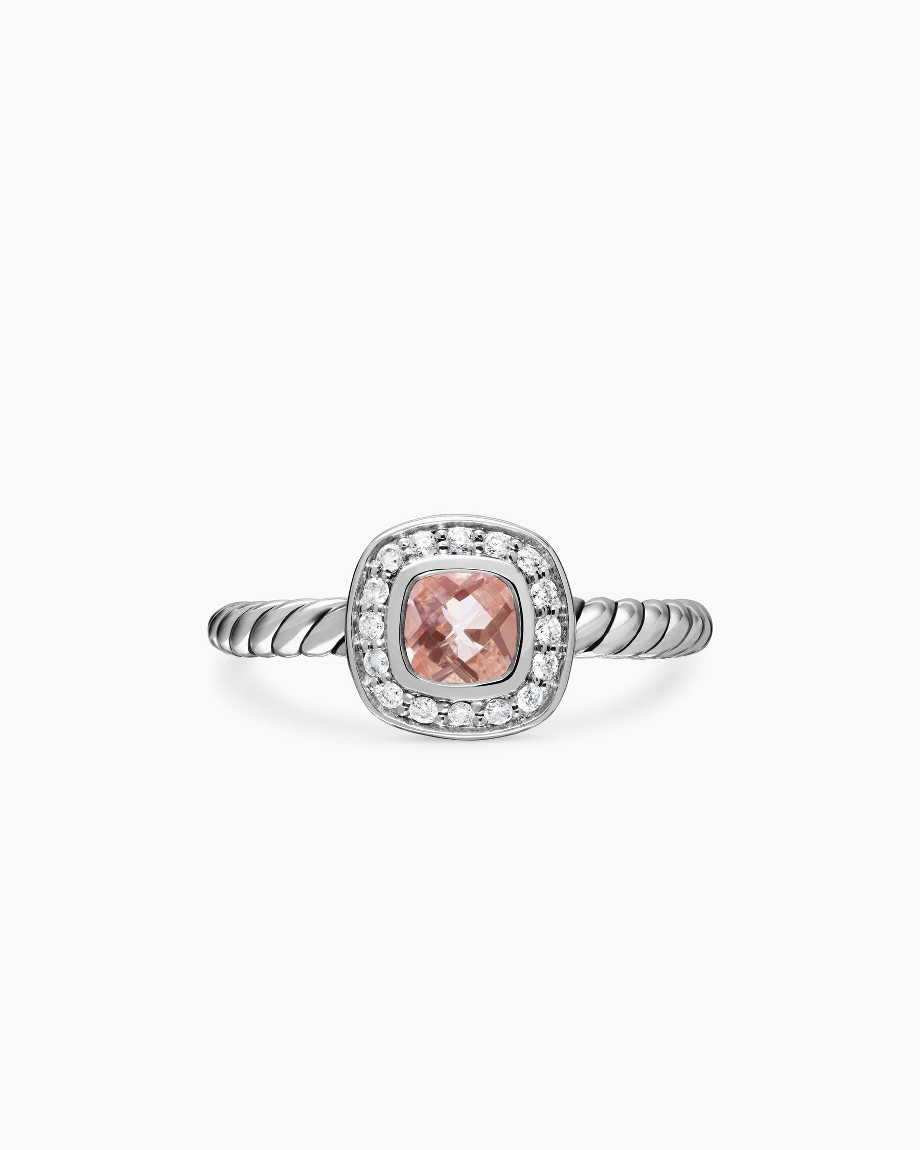 Albion® Teen Ring in Sterling Silver with Morganite and Diamonds, 4mm