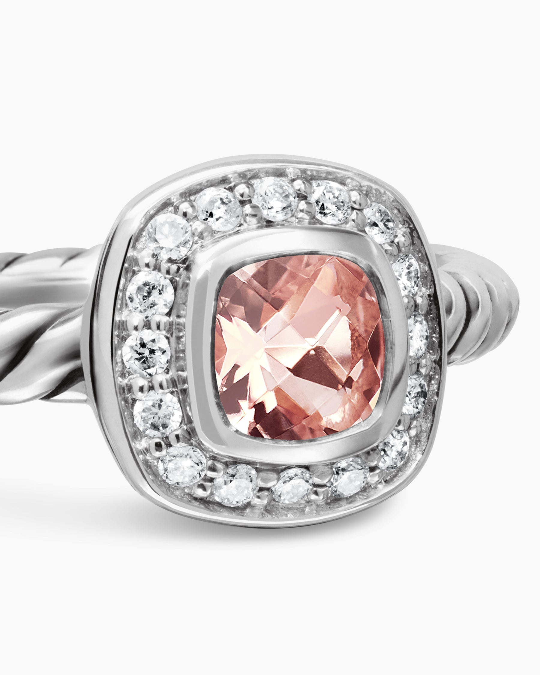 Albion® Teen Ring in Sterling Silver with Morganite and Diamonds, 4mm