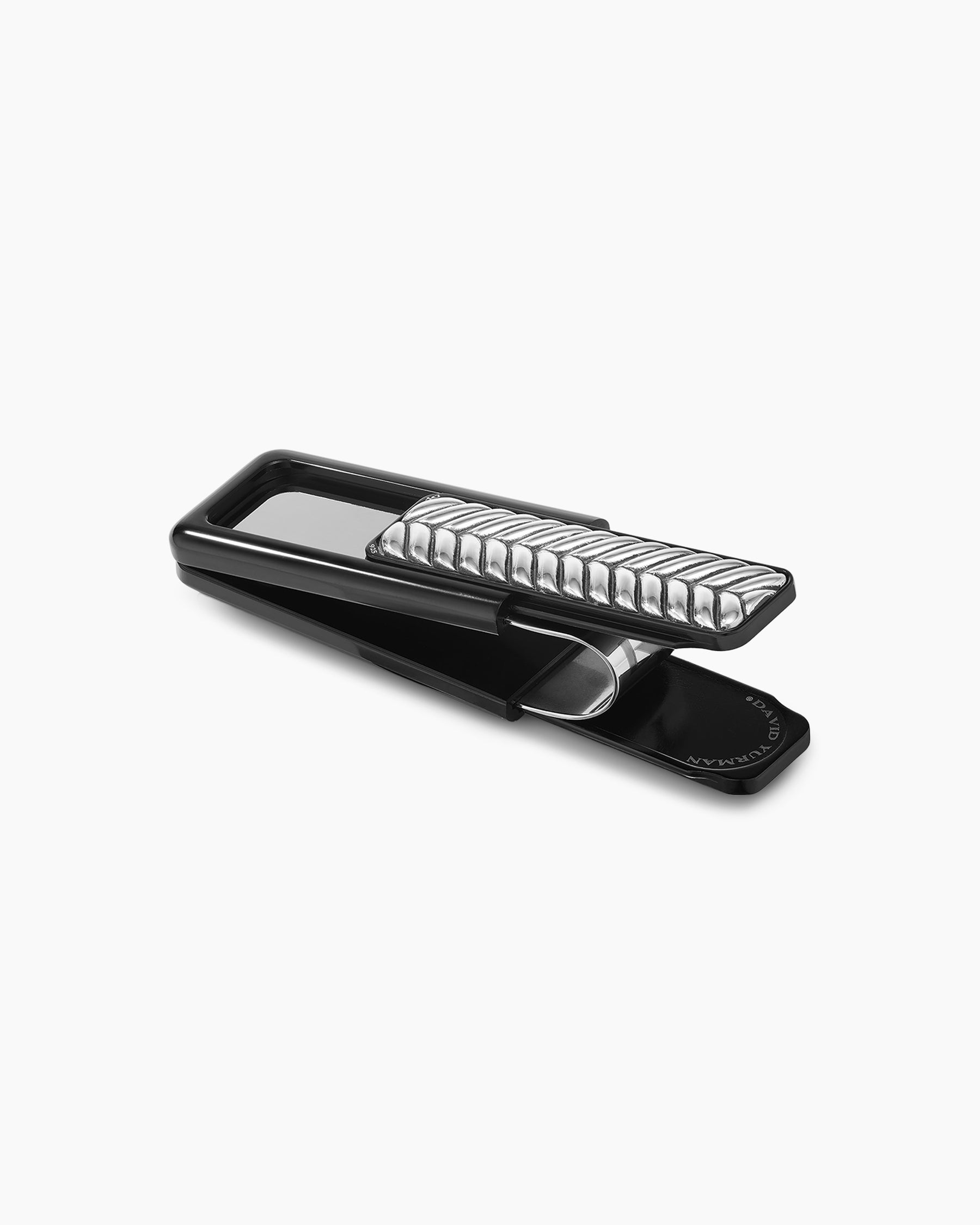 Chevron Money Clip in Sterling Silver with Black Aluminum, 50mm