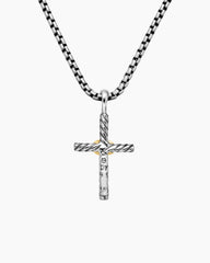 Petite X Cross Necklace in Sterling Silver with 14K Yellow Gold, 24mm