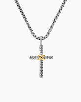 Petite X Cross Necklace in Sterling Silver with 14K Yellow Gold, 24mm