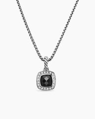 Petite Albion® Pendant Necklace in Sterling Silver with Black Onyx and Diamonds, 7mm