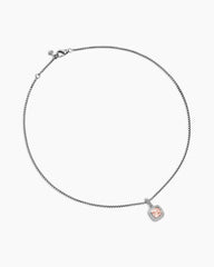 Petite Albion® Pendant Necklace in Sterling Silver with Morganite and Diamonds, 7mm