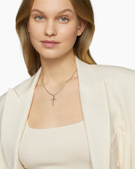 Crossover Cross Necklace in Sterling Silver with 18K Yellow Gold, 35.6mm